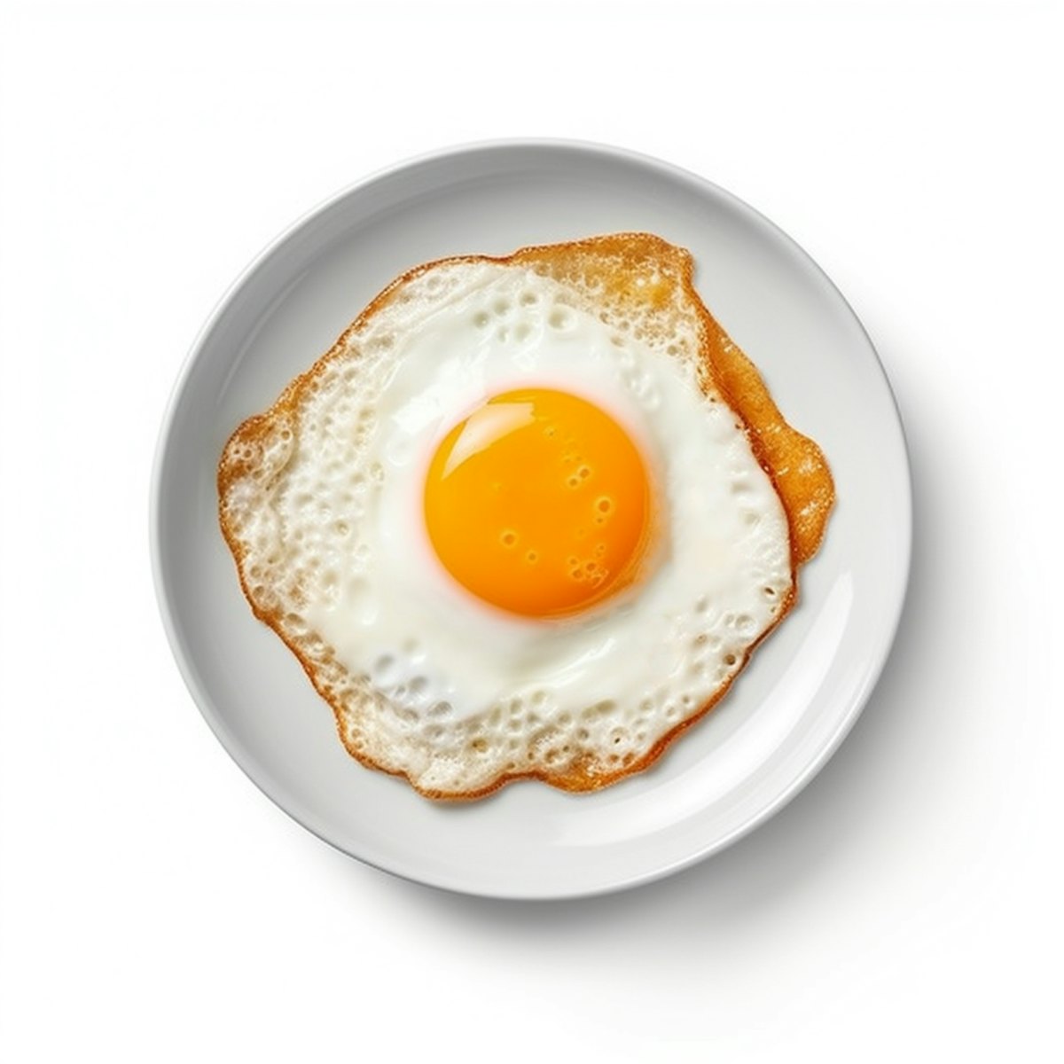 Sunny-side-up egg on a white plate